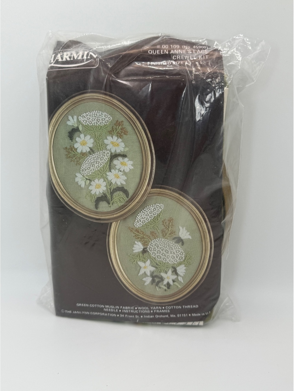 Vintage Dimensions Queen Anne's Lace Crewel Embroidery Kit Floral Oval Frame